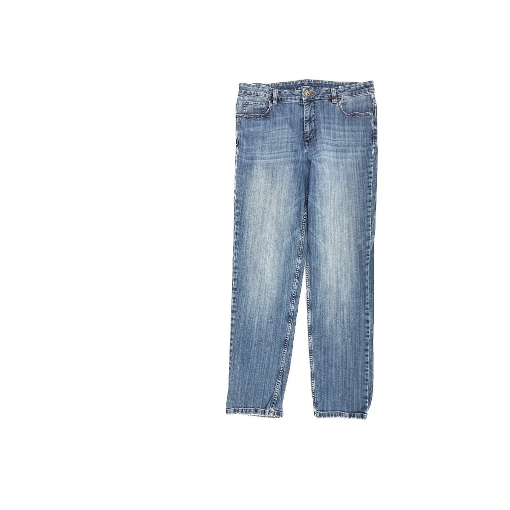 Liz Claiborne Distressed Straight Leg Women's size 8 Dark Wash Blue Denim Jeans